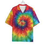 Spiral Tie Dye Print Rayon Hawaiian Shirt