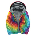 Spiral Tie Dye Print Sherpa Lined Zip Up Hoodie