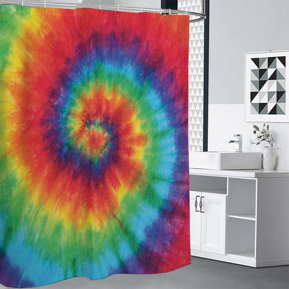 Spiral Tie Dye Print Shower Curtain