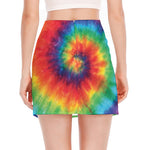 Spiral Tie Dye Print Side Slit Mini Skirt