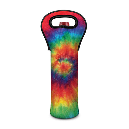 Spiral Tie Dye Print Single Neoprene Wine Tote