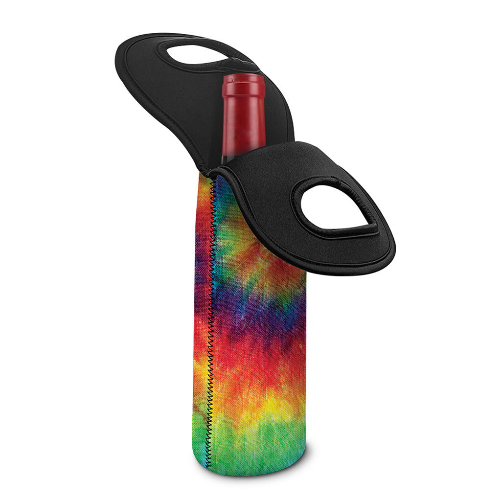 Spiral Tie Dye Print Single Neoprene Wine Tote