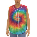 Spiral Tie Dye Print Sleeveless Baseball Jersey