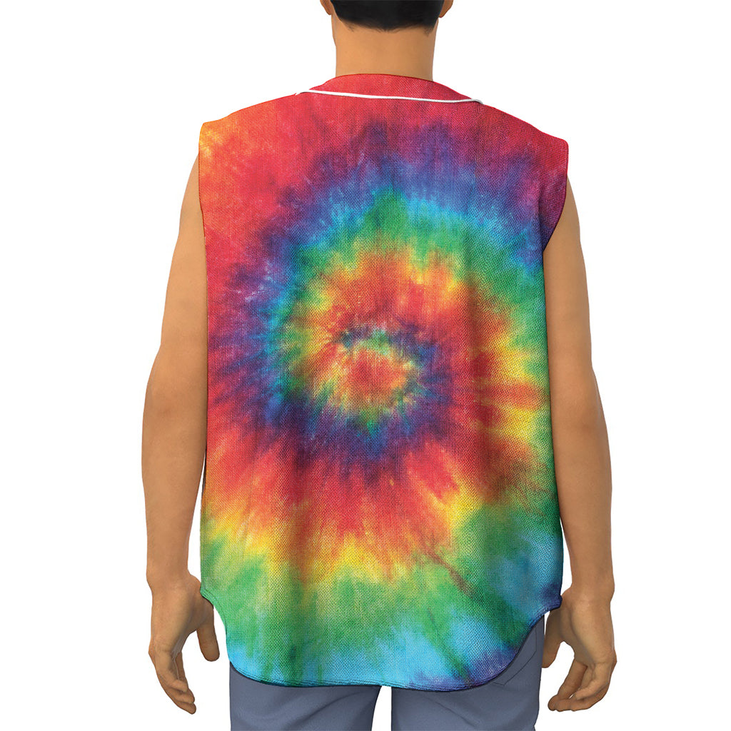 Spiral Tie Dye Print Sleeveless Baseball Jersey