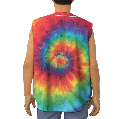 Spiral Tie Dye Print Sleeveless Baseball Jersey