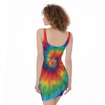 Spiral Tie Dye Print Sleeveless Bodycon Dress