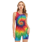 Spiral Tie Dye Print Sleeveless One Piece Swimsuit