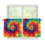 Spiral Tie Dye Print Tier Curtains