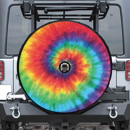 Spiral Tie Dye Print Tire Cover With Camera Hole