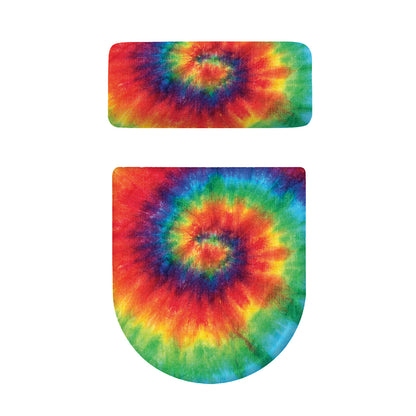 Spiral Tie Dye Print Toilet Lid And Tank Cover Set