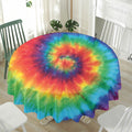 Spiral Tie Dye Print Waterproof Round Tablecloth