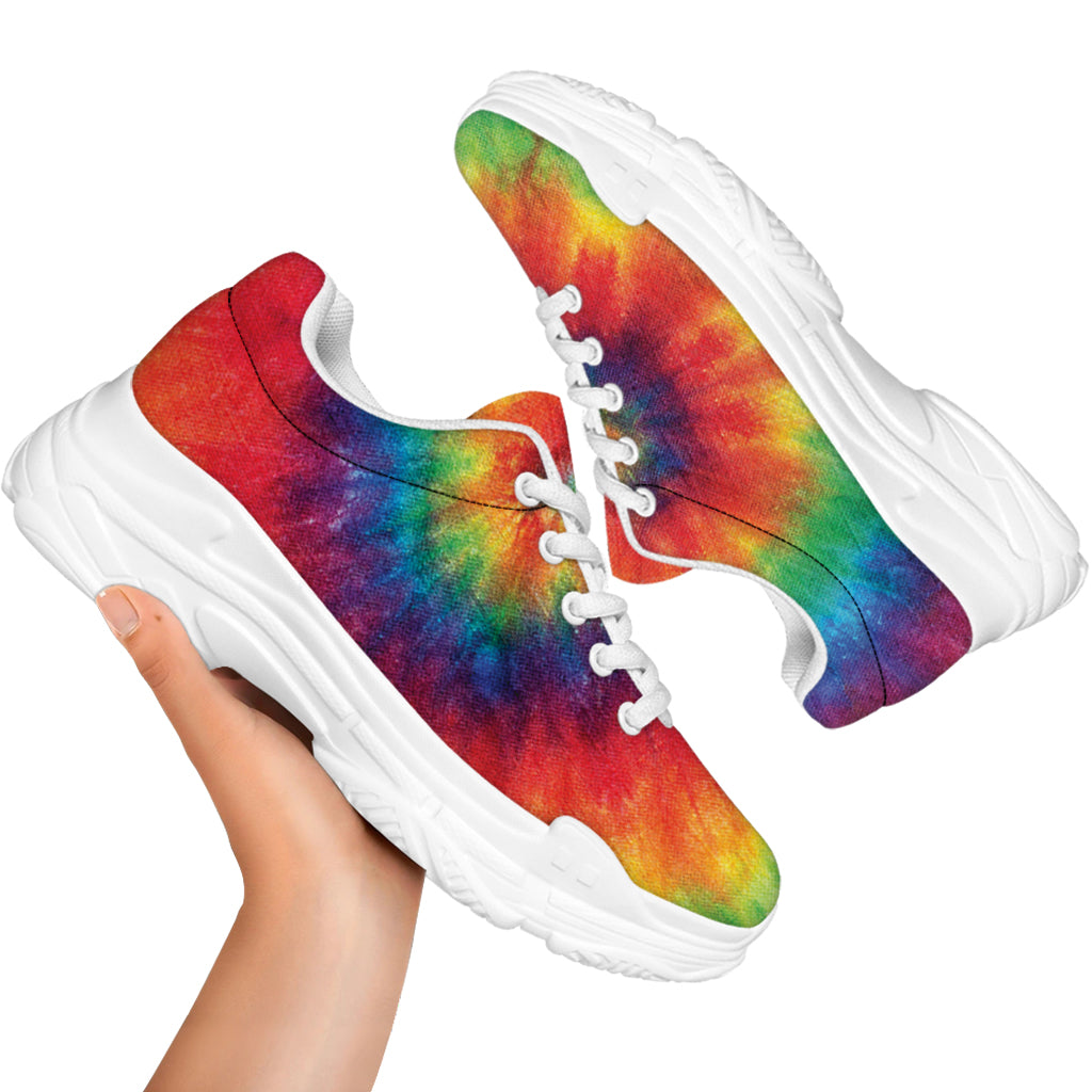 Spiral Tie Dye Print White Chunky Shoes