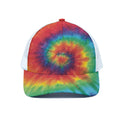 Spiral Tie Dye Print White Mesh Trucker Hat