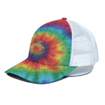 Spiral Tie Dye Print White Mesh Trucker Cap