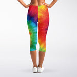 Spiral Tie Dye Print Women's Capri Leggings