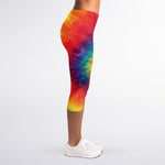 Spiral Tie Dye Print Women's Capri Leggings