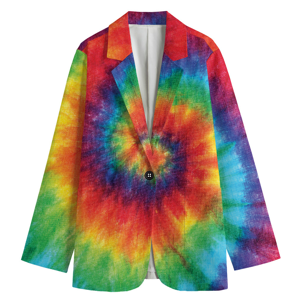 Spiral Tie Dye Print Women's Cotton Blazer