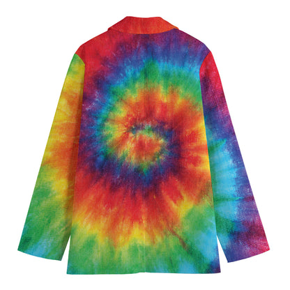 Spiral Tie Dye Print Women's Cotton Blazer