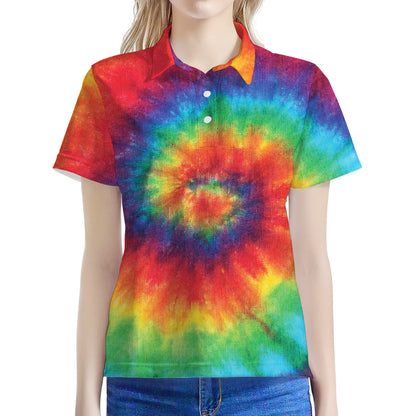Spiral Tie Dye Print Women's Polo Shirt