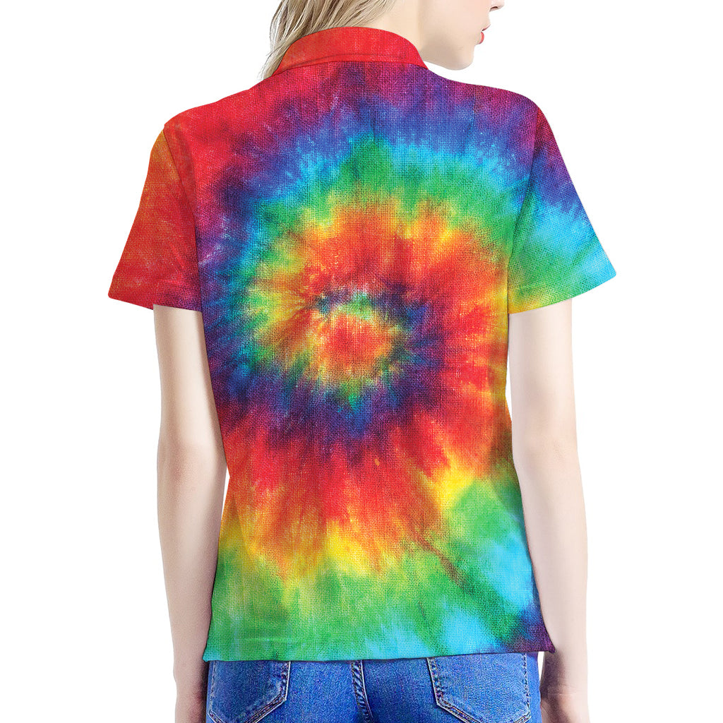 Spiral Tie Dye Print Women's Polo Shirt