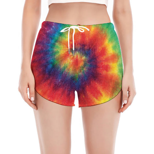 Spiral Tie Dye Print Women's Split Running Shorts