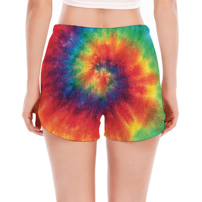Spiral Tie Dye Print Women's Split Running Shorts
