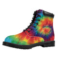 Spiral Tie Dye Print Padded Collar Lace Up Boots