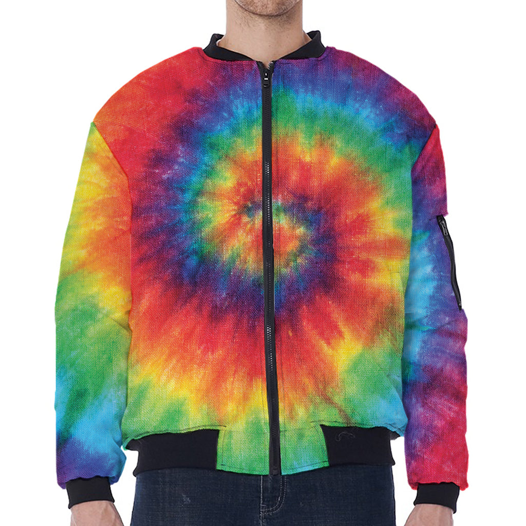 Spiral Tie Dye Print Zip Sleeve Bomber Jacket