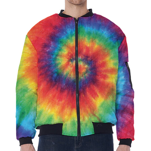 Spiral Tie Dye Print Zip Sleeve Bomber Jacket