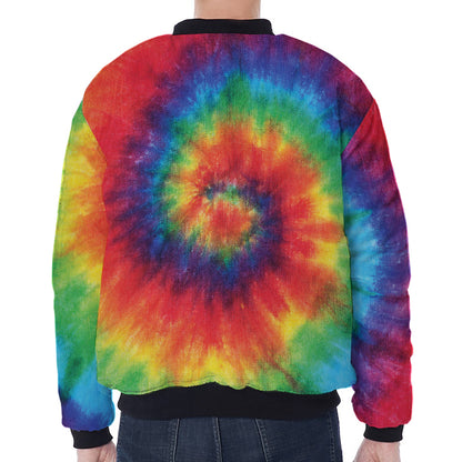 Spiral Tie Dye Print Zip Sleeve Bomber Jacket