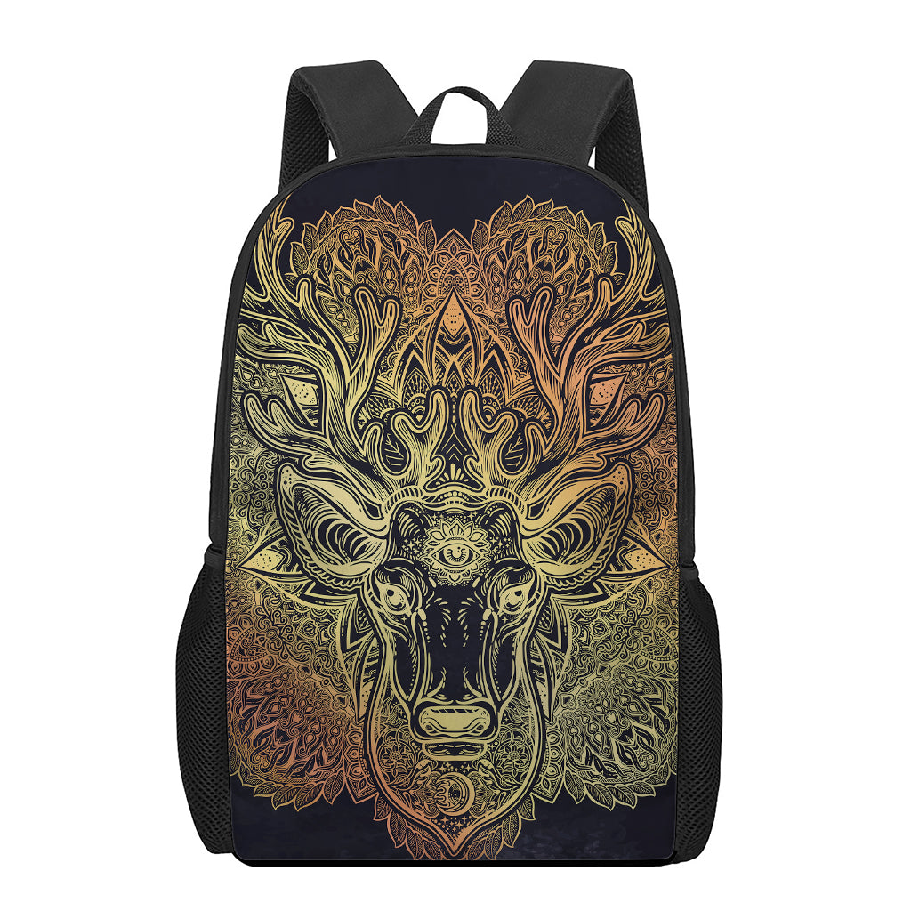 Spiritual Deer Mandala Print 17 Inch Backpack