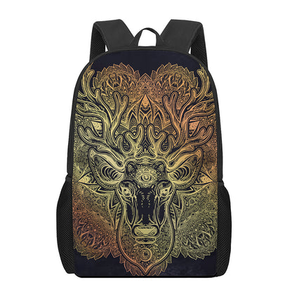 Spiritual Deer Mandala Print 17 Inch Backpack