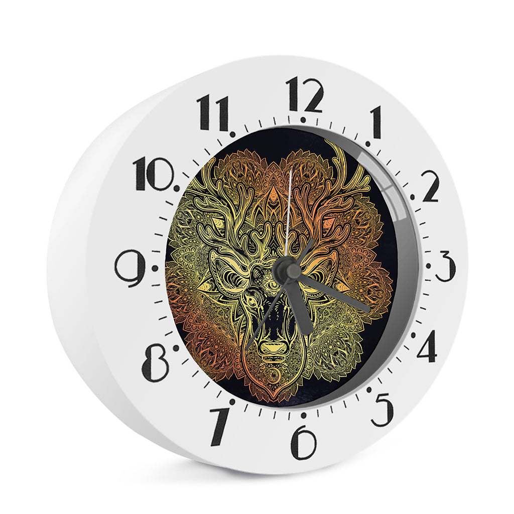 Spiritual Deer Mandala Print Alarm Clock