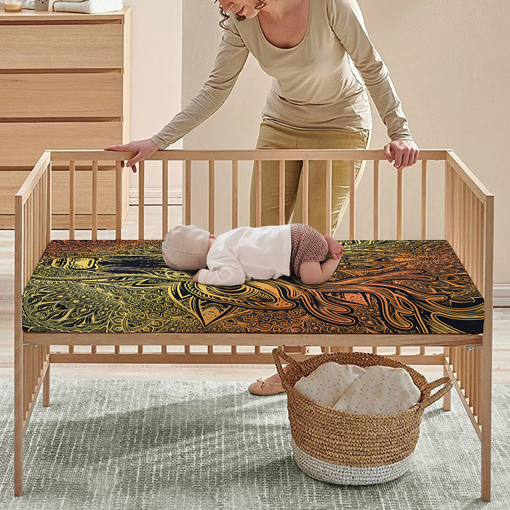 Spiritual Deer Mandala Print Baby Crib Sheet