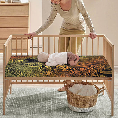 Spiritual Deer Mandala Print Baby Crib Sheet
