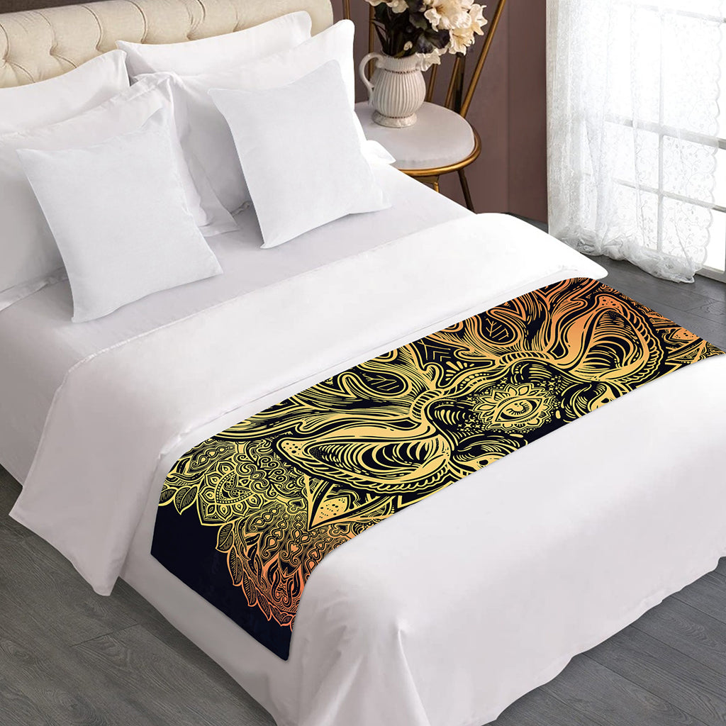 Spiritual Deer Mandala Print Bed Runner