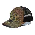 Spiritual Deer Mandala Print Black Mesh Trucker Cap