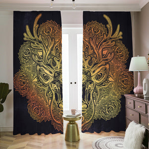 Spiritual Deer Mandala Print Blackout Pencil Pleat Curtains