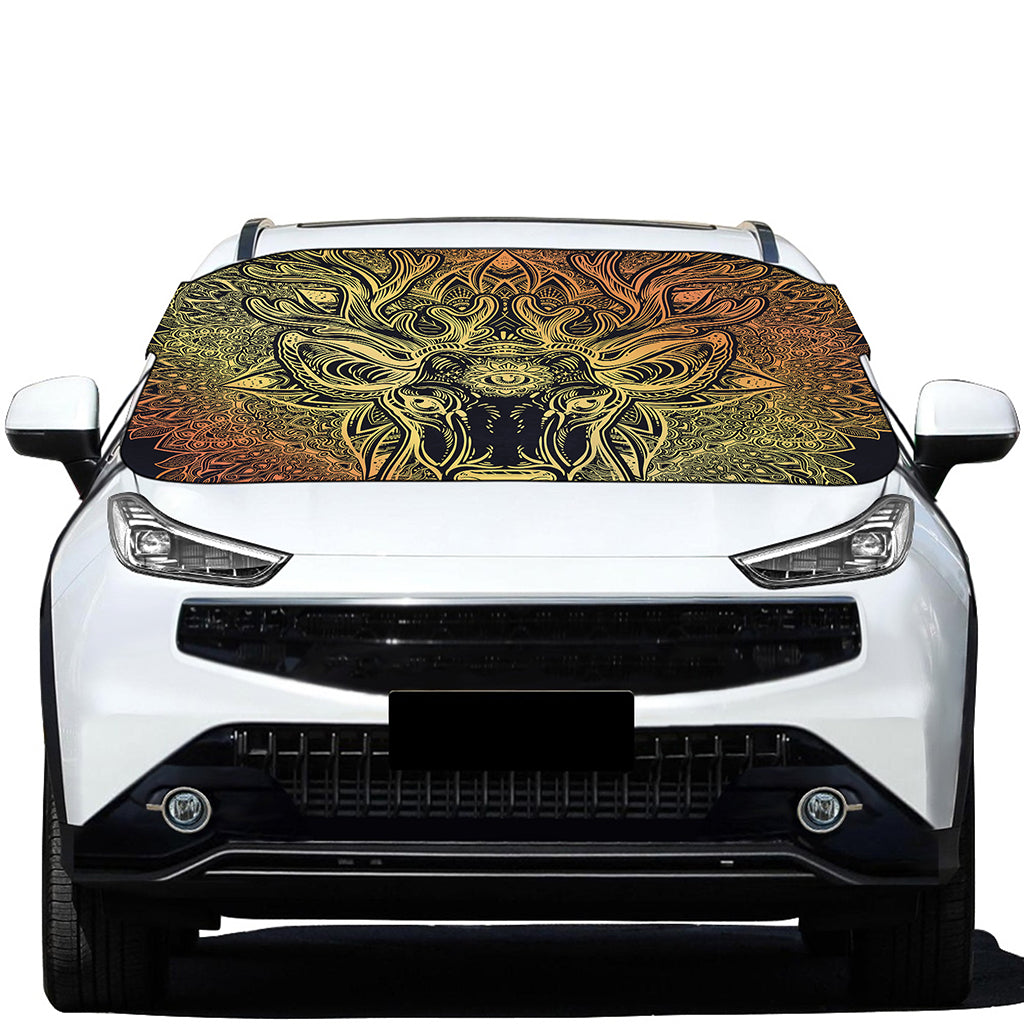 Spiritual Deer Mandala Print Car Windshield Snow Cover
