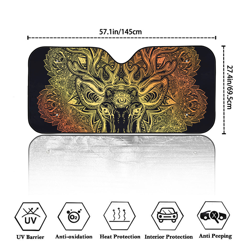 Spiritual Deer Mandala Print Car Windshield Sun Shade