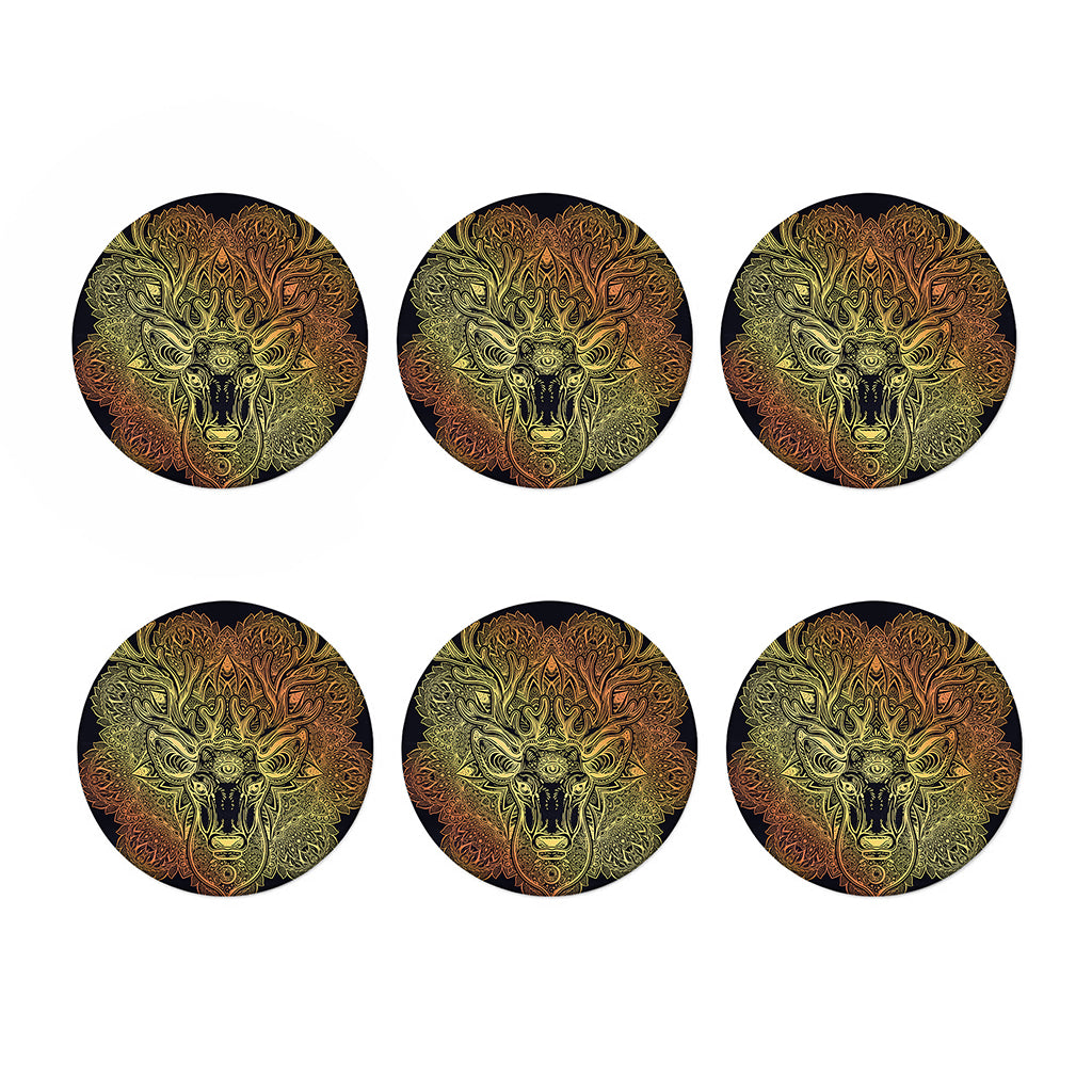 Spiritual Deer Mandala Print Coaster Set