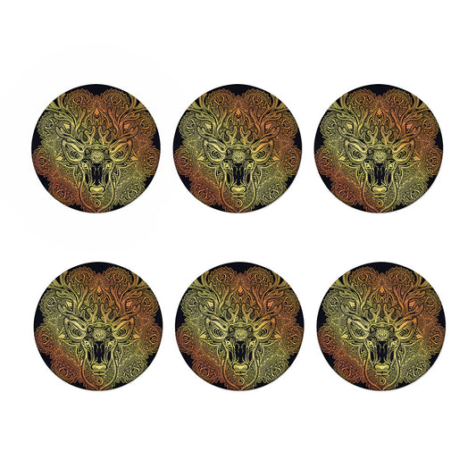Spiritual Deer Mandala Print Coaster Set
