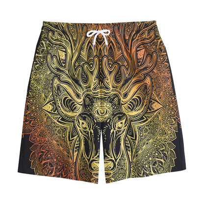 Spiritual Deer Mandala Print Cotton Shorts
