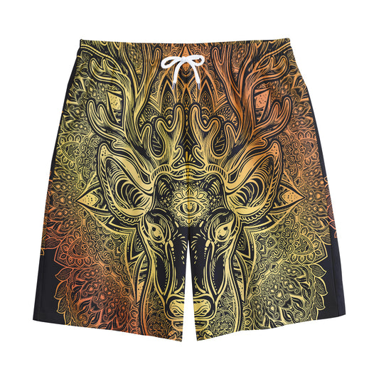 Spiritual Deer Mandala Print Cotton Shorts
