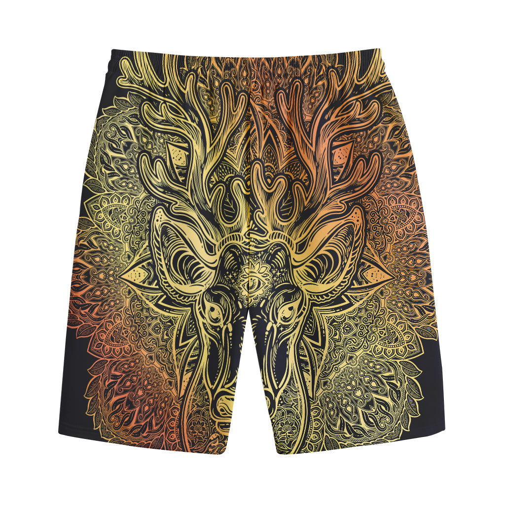 Spiritual Deer Mandala Print Cotton Shorts