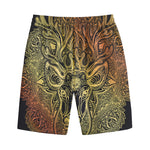 Spiritual Deer Mandala Print Cotton Shorts