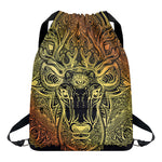 Spiritual Deer Mandala Print Drawstring Backpack