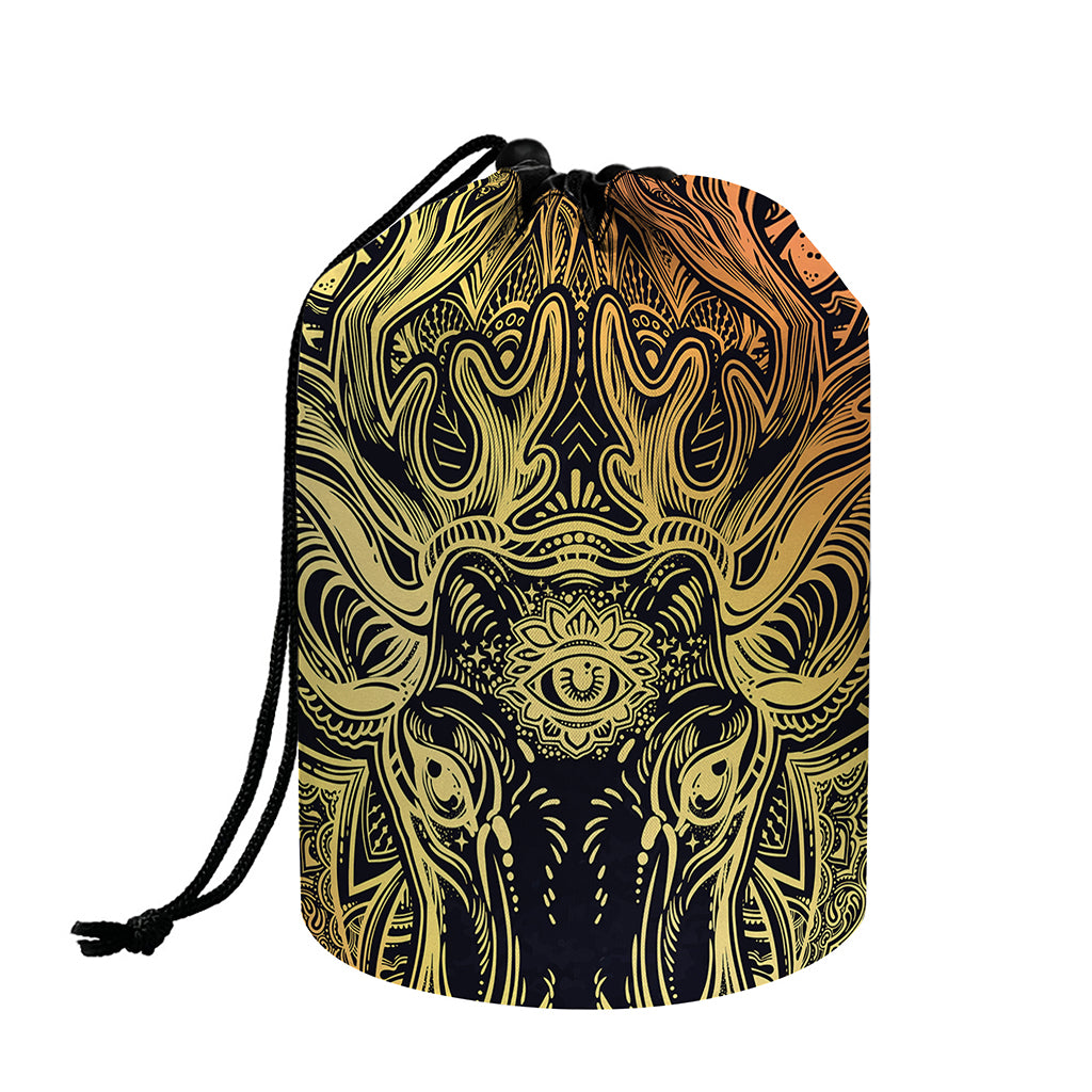 Spiritual Deer Mandala Print Drawstring Makeup Bag