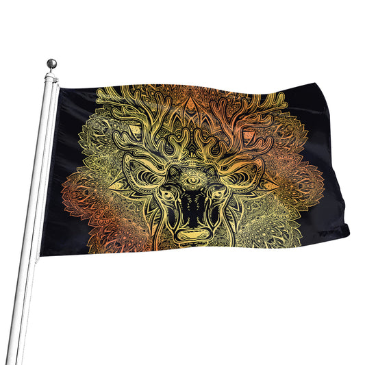 Spiritual Deer Mandala Print Flag
