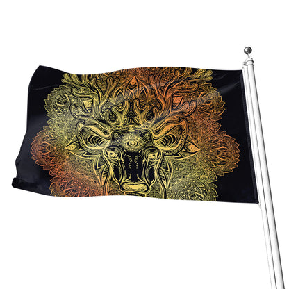 Spiritual Deer Mandala Print Flag
